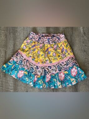 ALLISON New York Sasha Mini Skirt Tiered Floral in Yellow, Pink & Teal, NWT, S
